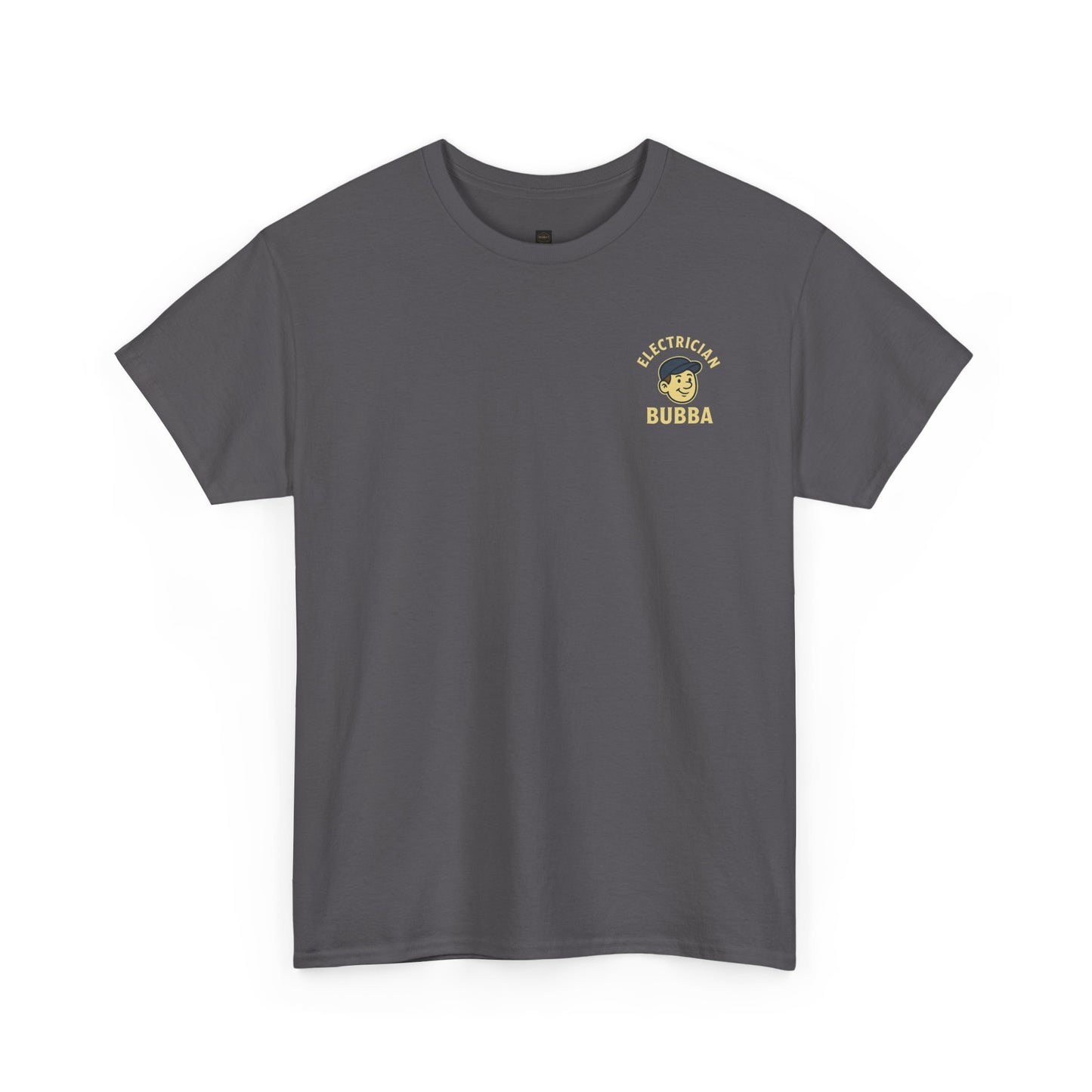Bring some humor to your workday with the Electrician Bubba Tee! Featuring Bubba in his work cap alongside a bold cartoon design, this shirt proudly says “I’ll Light Up Your Socket.”