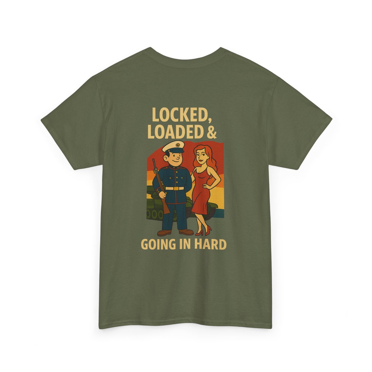 Marine Bubba Graphic Tee – “Locked, Loaded & Going In Hard” Funny Military Shirt