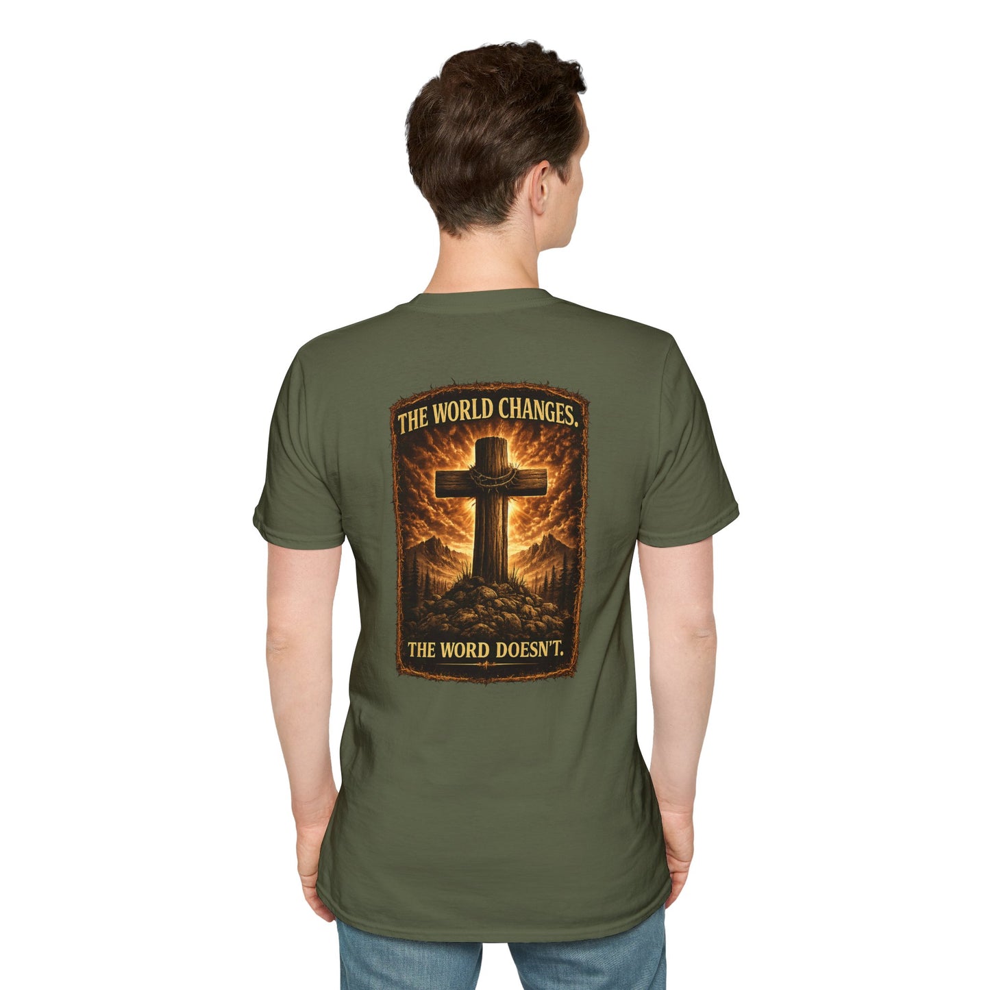 Cross Faith T-Shirt — Small Chest Cross Graphic Christian Tee