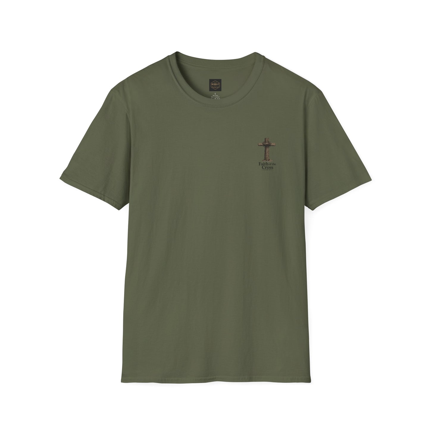 Faith Cross Pocket T‑Shirt — Small Chest Cross Graphic Christian Tee