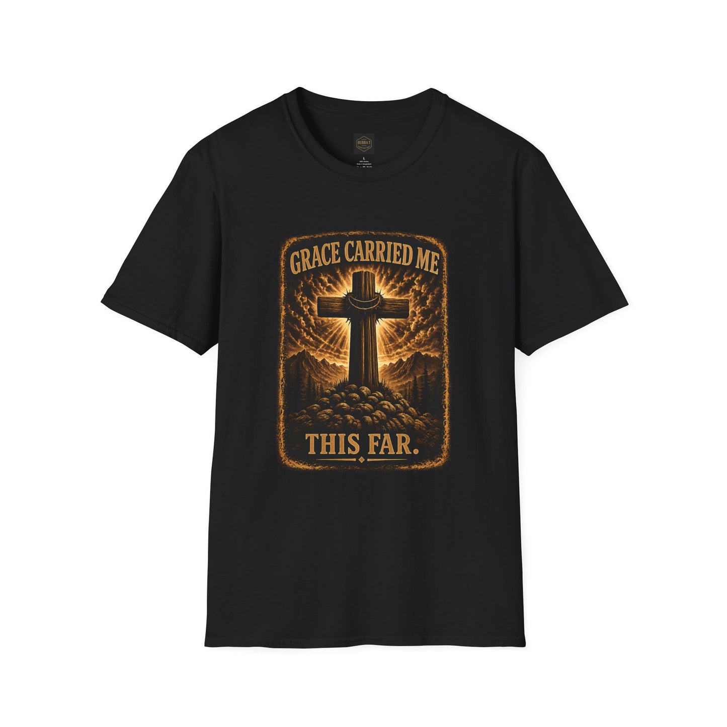 Christian T-Shirt — "Grace Carried Me This Far" Cross Faith Tee