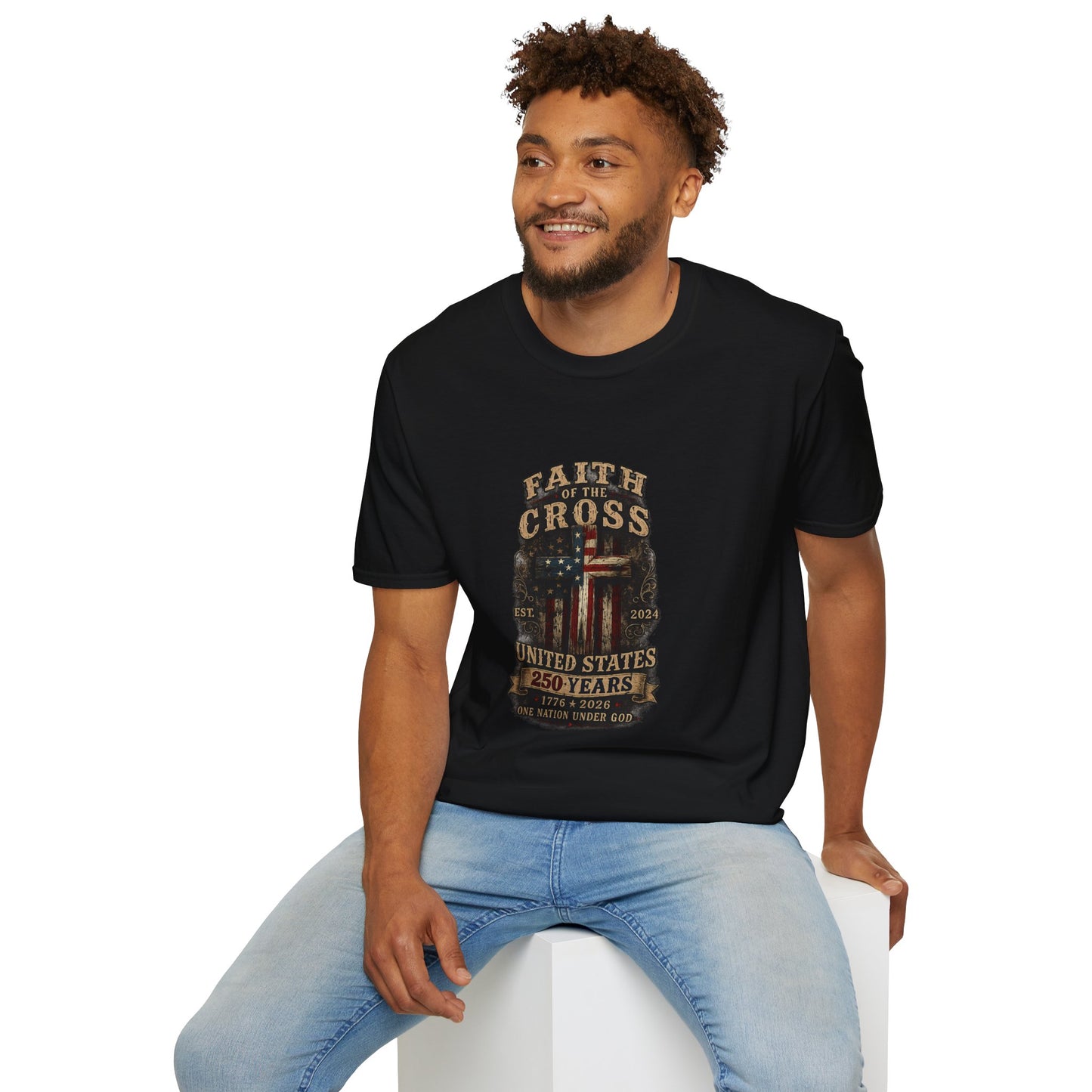 Faith of the Cross T-Shirt — Patriotic Christian Graphic Tee