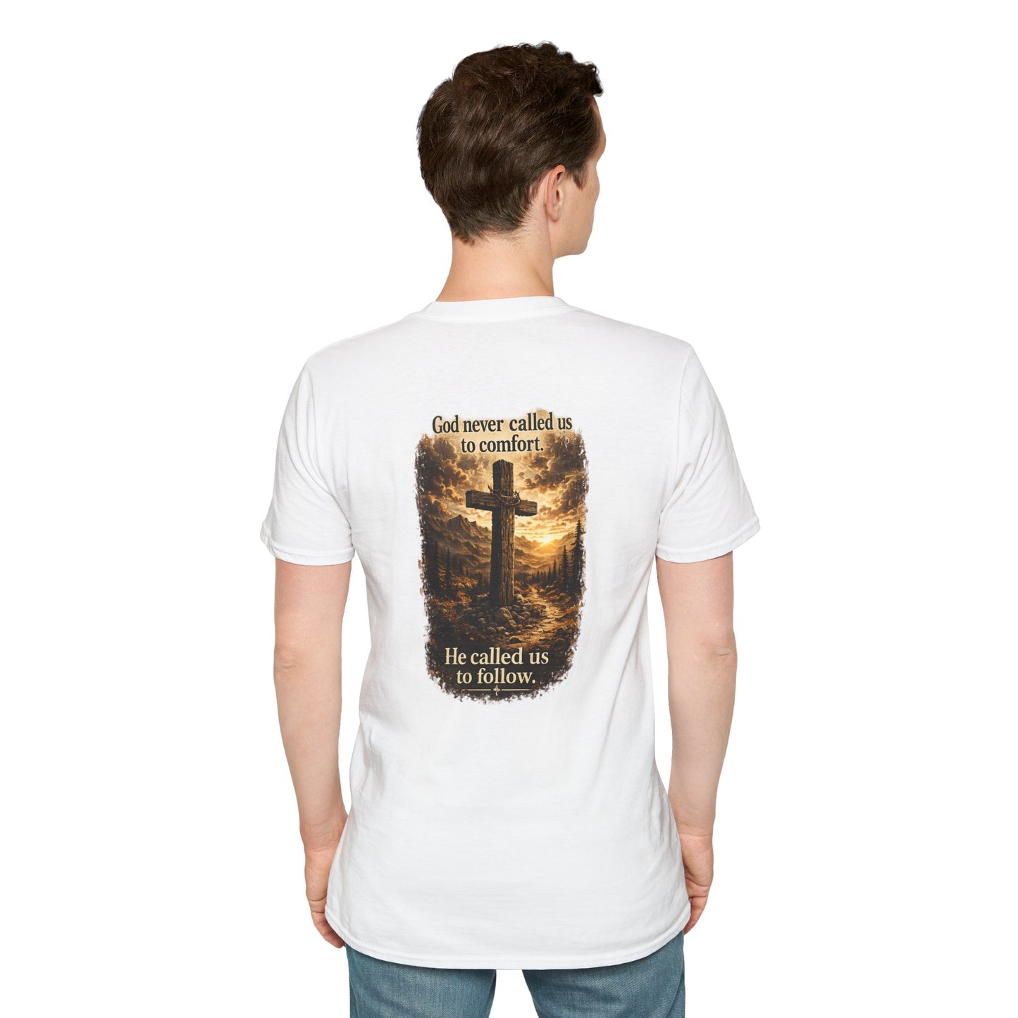 Christian Cross Chest Tee — Faith Over Fear Minimalist T-Shirt
