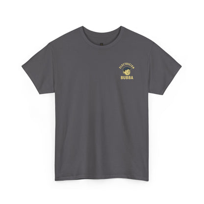 Bring some humor to your workday with the Electrician Bubba Tee! Featuring Bubba in his work cap alongside a bold cartoon design, this shirt proudly says “I’ll Light Up Your Socket.”