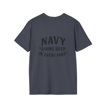 Navy Themed Unisex Softstyle T-Shirt, Nautical Gift, Casual Wear, Sea Lover Shirt, Unique Maritime Tee