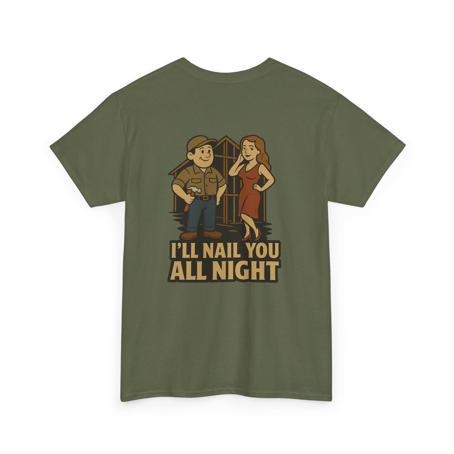 Carpenter Bubba Graphic Tee – “I’ll Nail You All Night” Funny Work Shirt