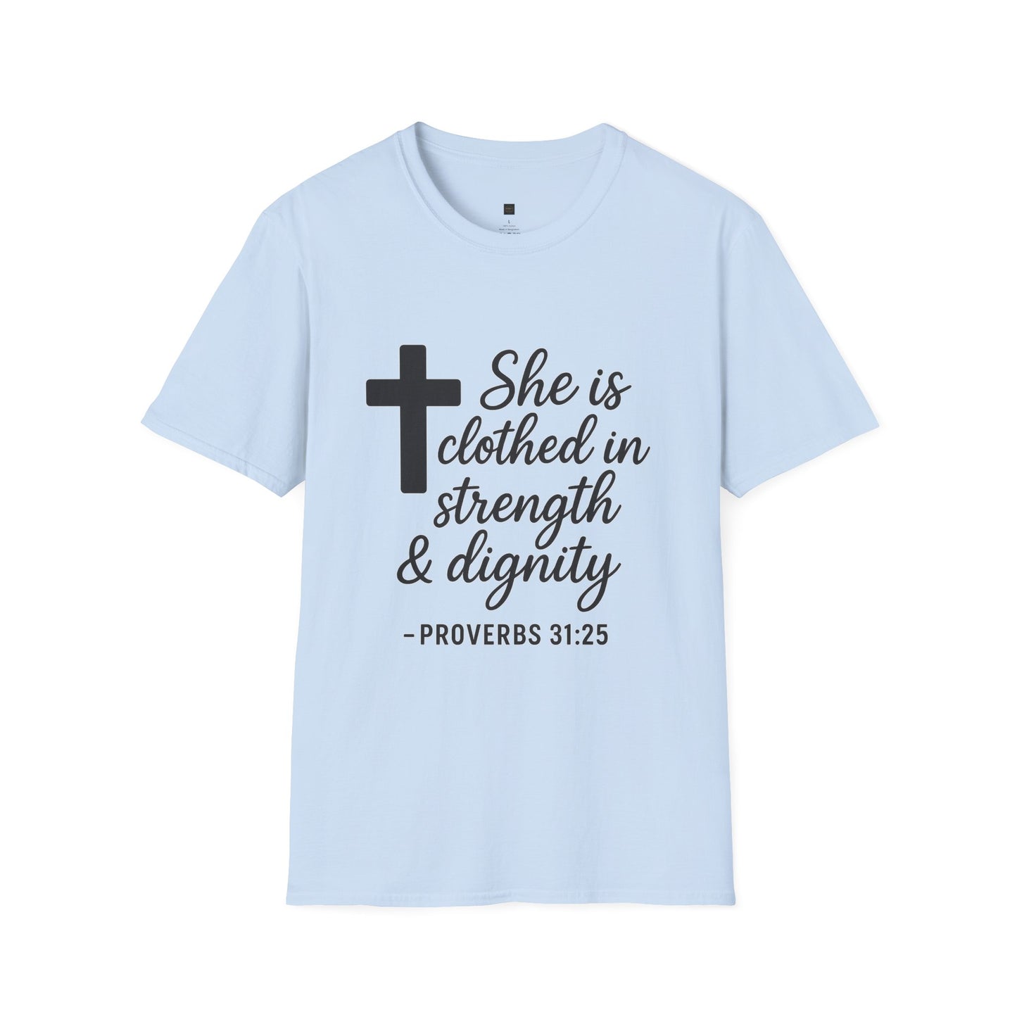 Christian Inspirational T-Shirt, Faith Shirt, Religious Apparel, Proverbs Quote Tee, Gift for Women, Strength & Dignity Design