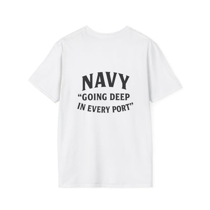 Navy Themed Unisex Softstyle T-Shirt, Nautical Gift, Casual Wear, Sea Lover Shirt, Unique Maritime Tee