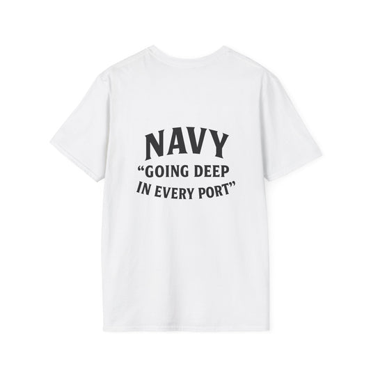 Navy Themed Unisex Softstyle T-Shirt, Nautical Gift, Casual Wear, Sea Lover Shirt, Unique Maritime Tee