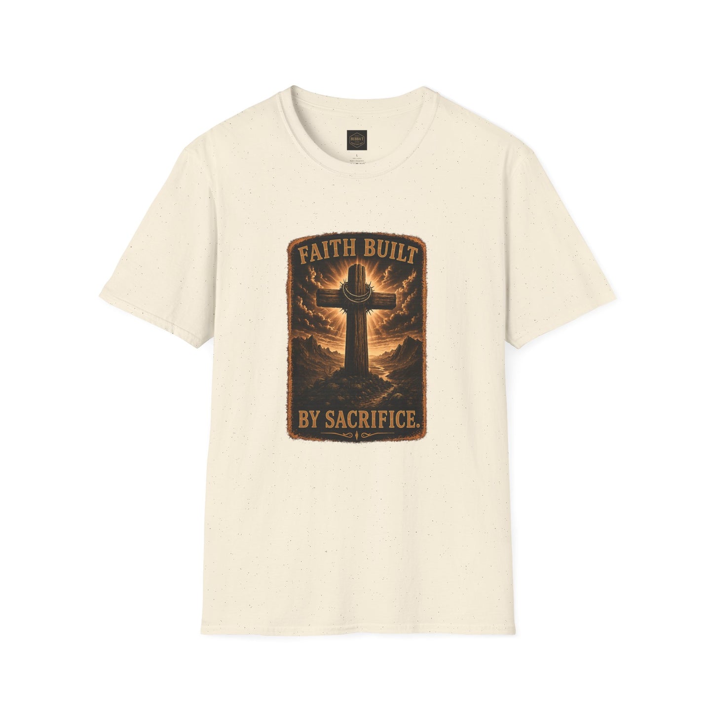 Faith Built T-Shirt — 'Faith Built By Sacrifice' Cross Christian Tee
