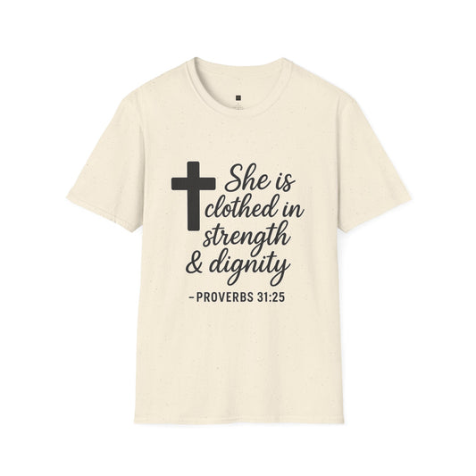 Christian Inspirational T-Shirt, Faith Shirt, Religious Apparel, Proverbs Quote Tee, Gift for Women, Strength & Dignity Design