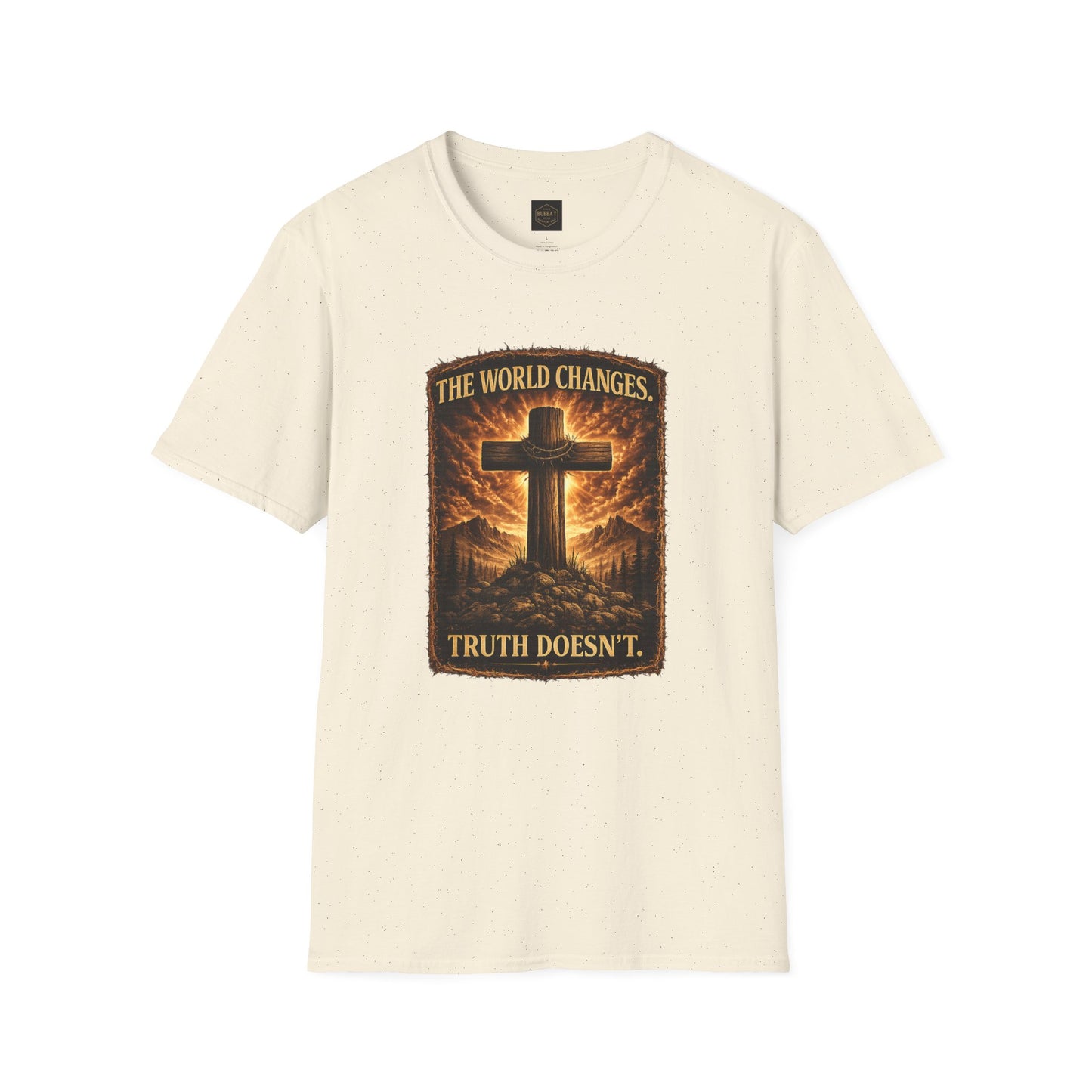 Christian Cross T-Shirt — "The World Changes, Truth Doesn't" Inspirational Faith Tee