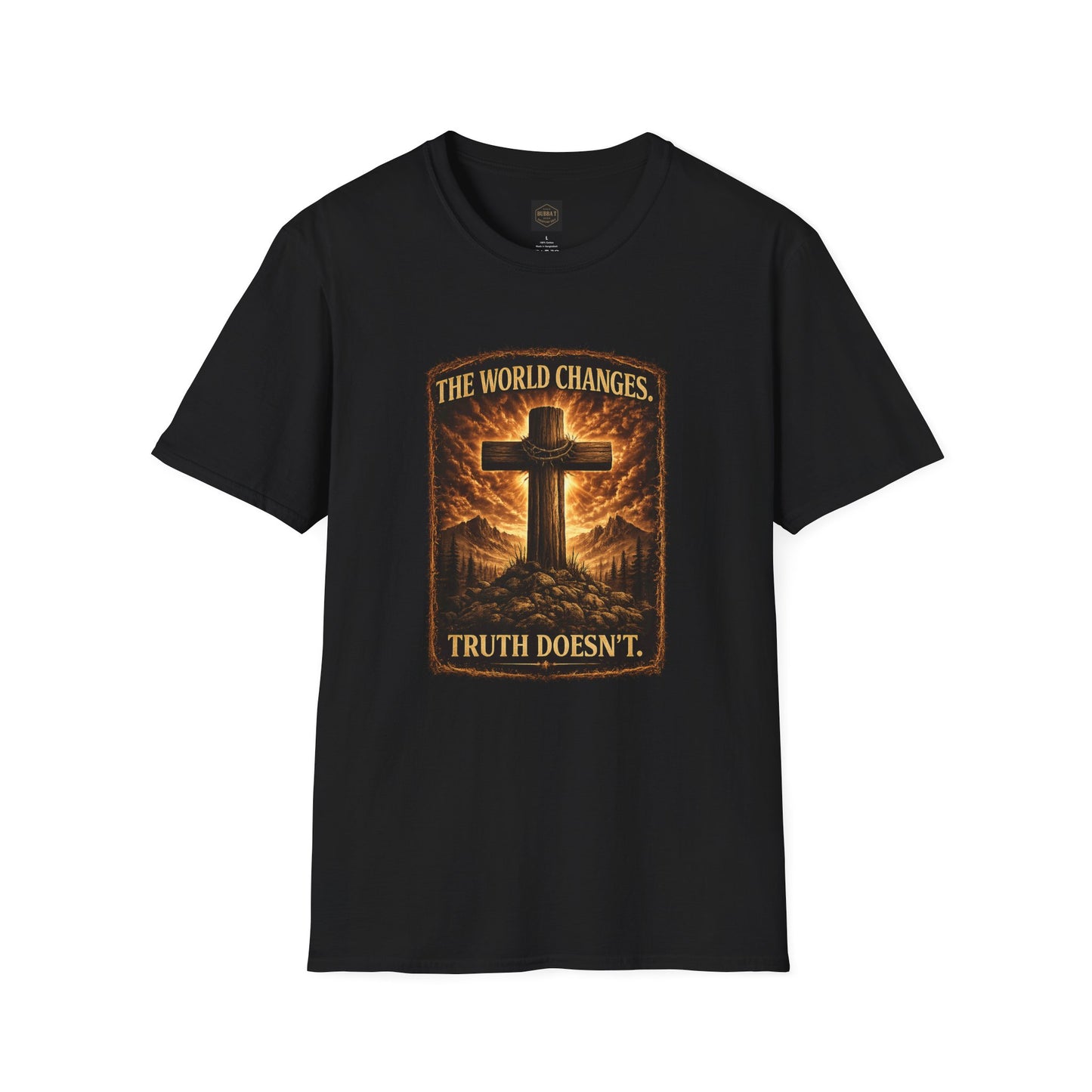 Christian Cross T-Shirt — "The World Changes, Truth Doesn't" Inspirational Faith Tee
