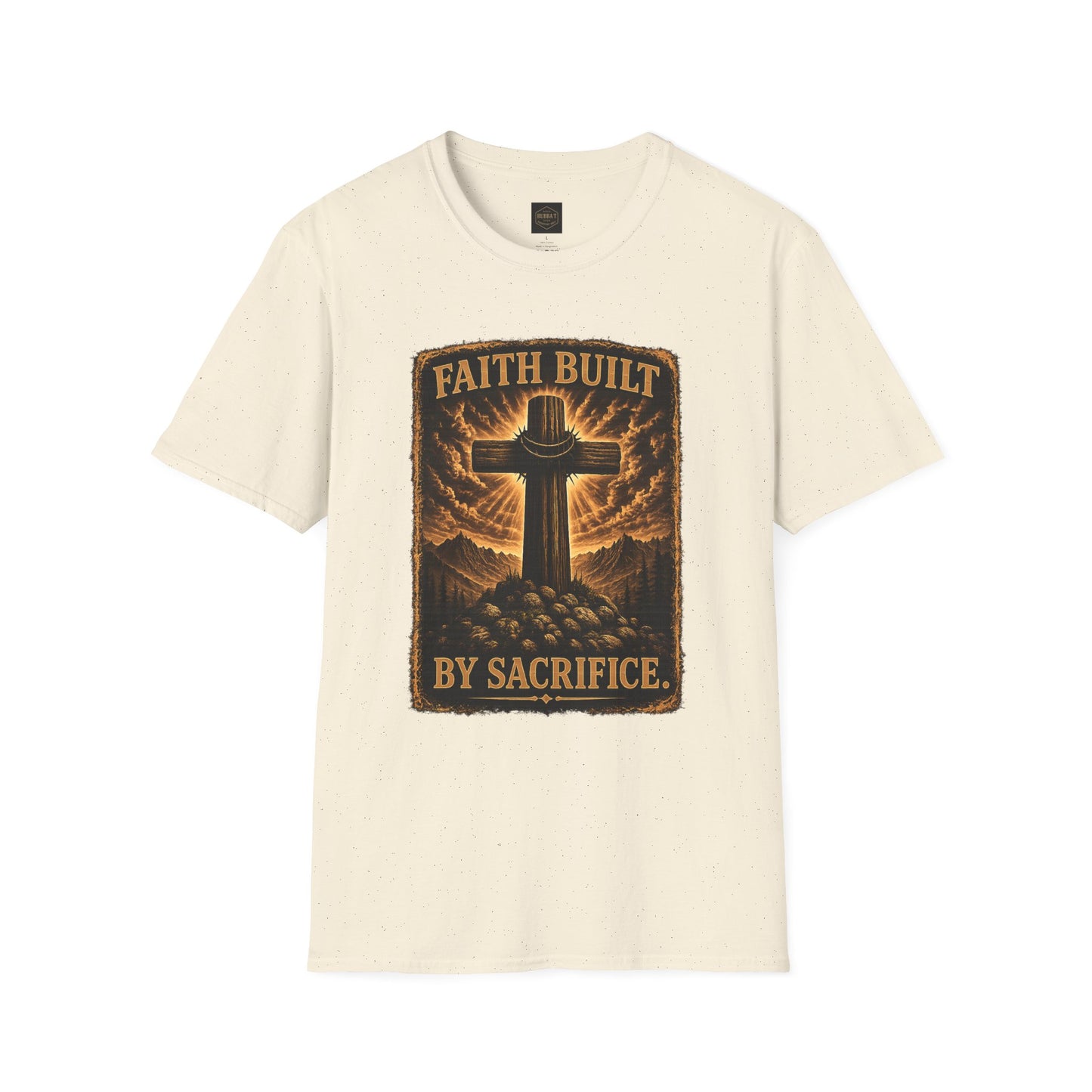 Faith Built Cross T‑Shirt — "Faith Built by Sacrifice" Christian Graphic Tee
