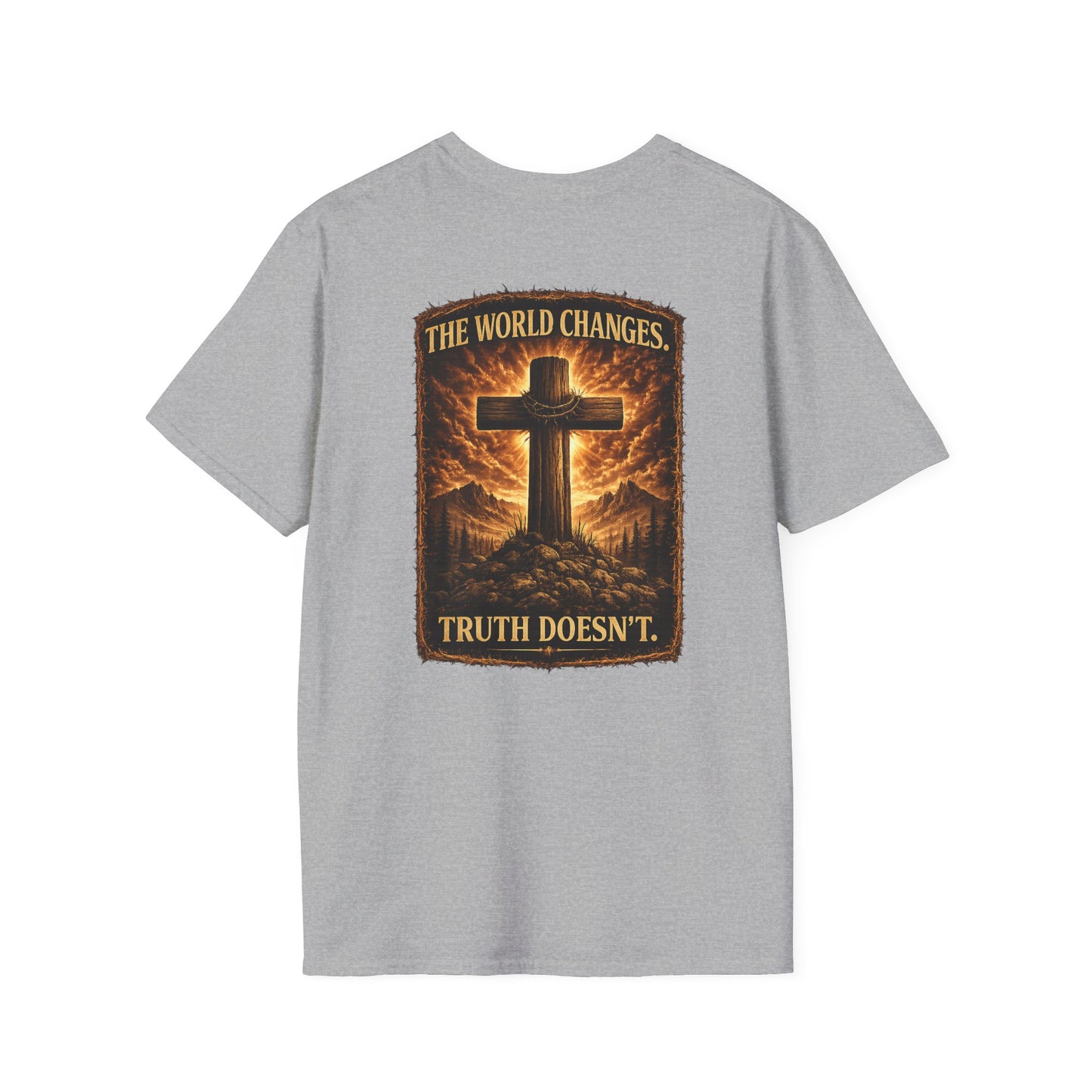 Christian Cross Pocket T‑Shirt — Faith of the Cross Minimalist Tee