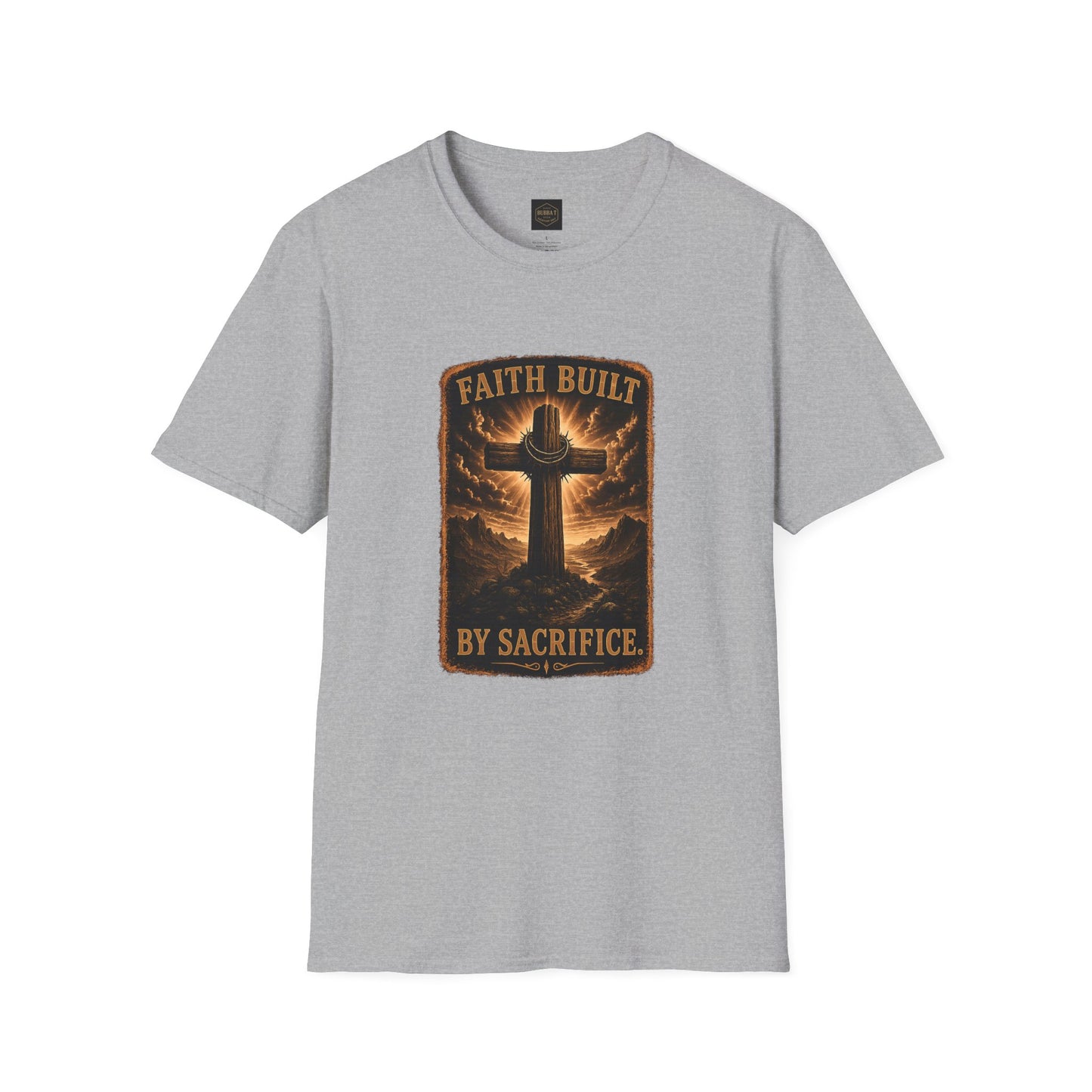 Faith Built T-Shirt — 'Faith Built By Sacrifice' Cross Christian Tee