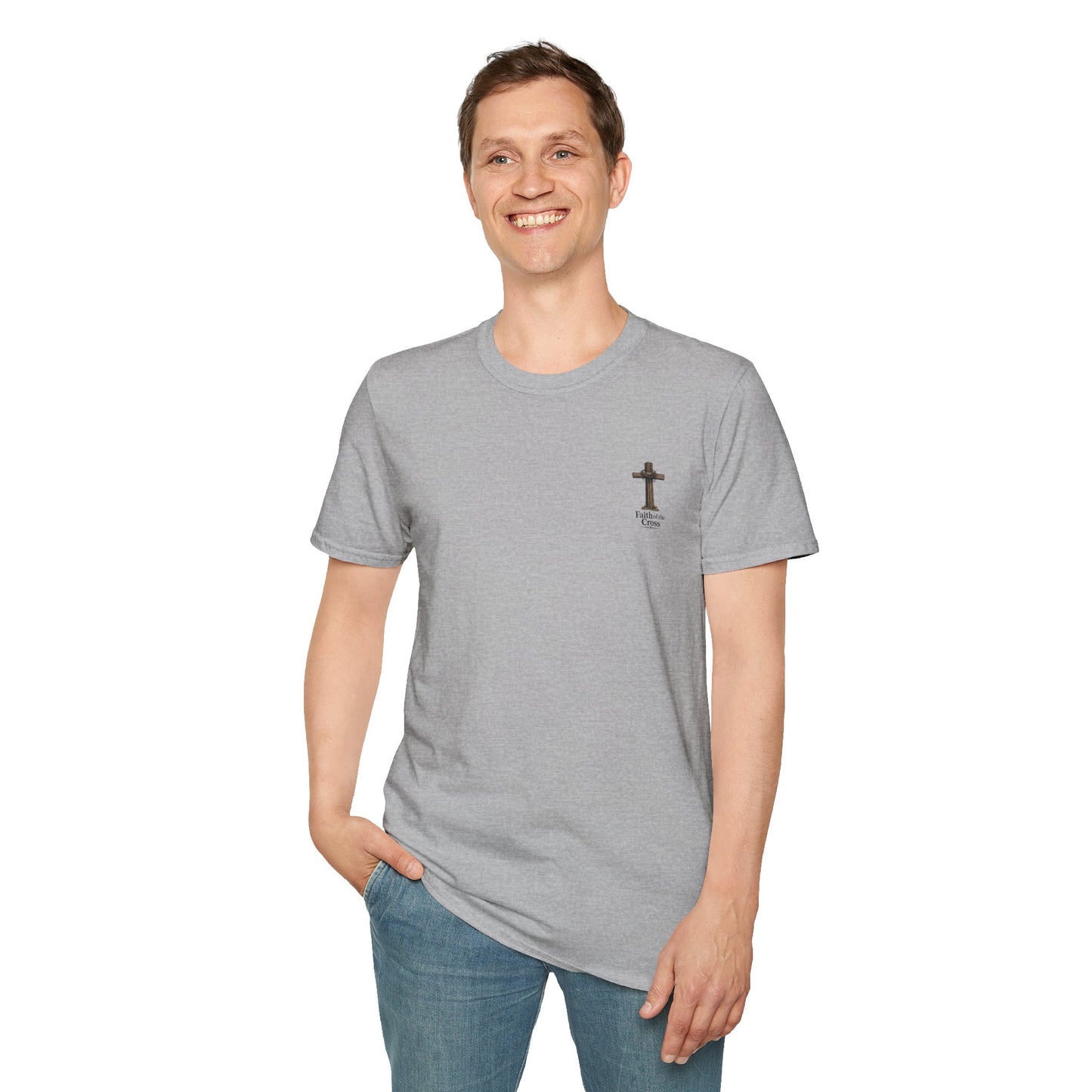 Christian Cross Chest Tee — Faith Over Fear Minimalist T-Shirt