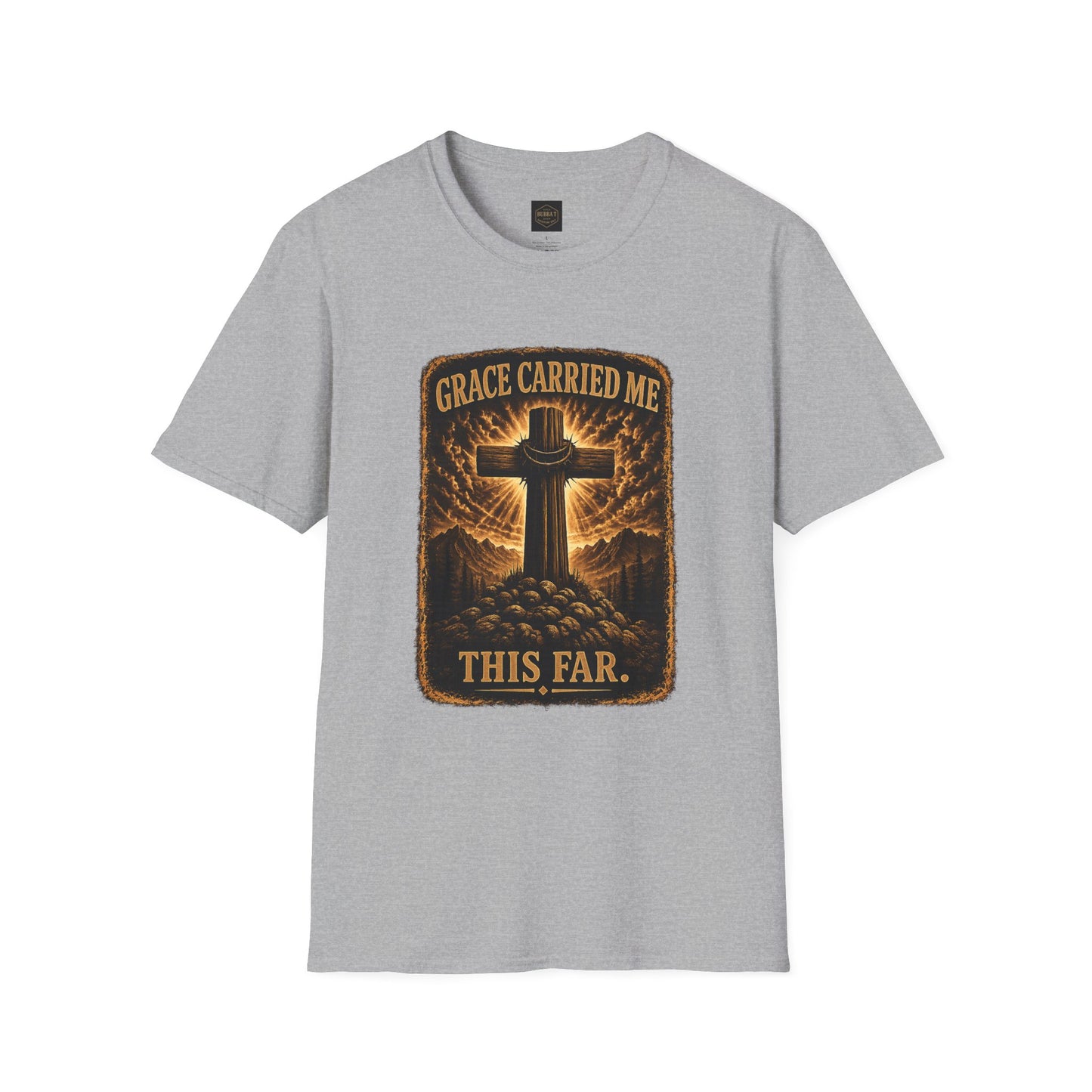 Christian T-Shirt — "Grace Carried Me This Far" Cross Faith Tee