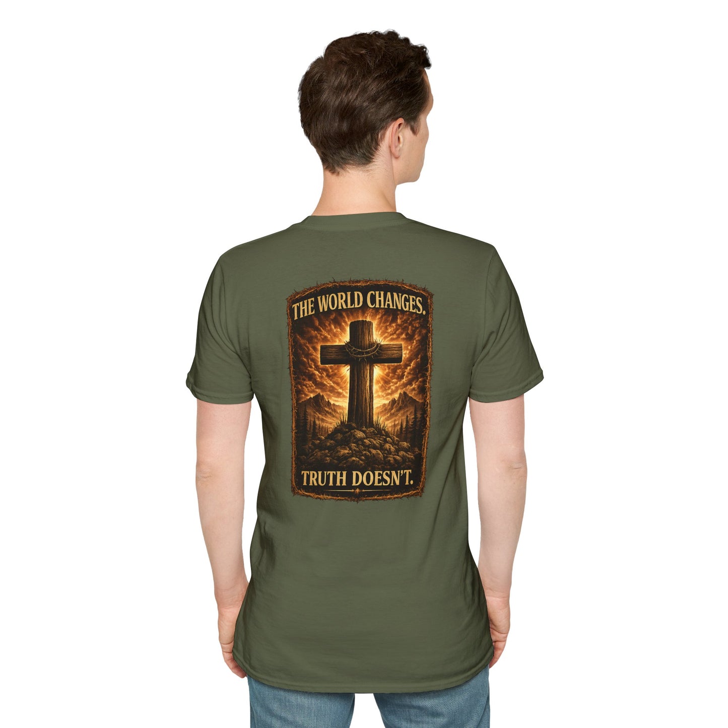 Christian Cross Pocket T‑Shirt — Faith of the Cross Minimalist Tee