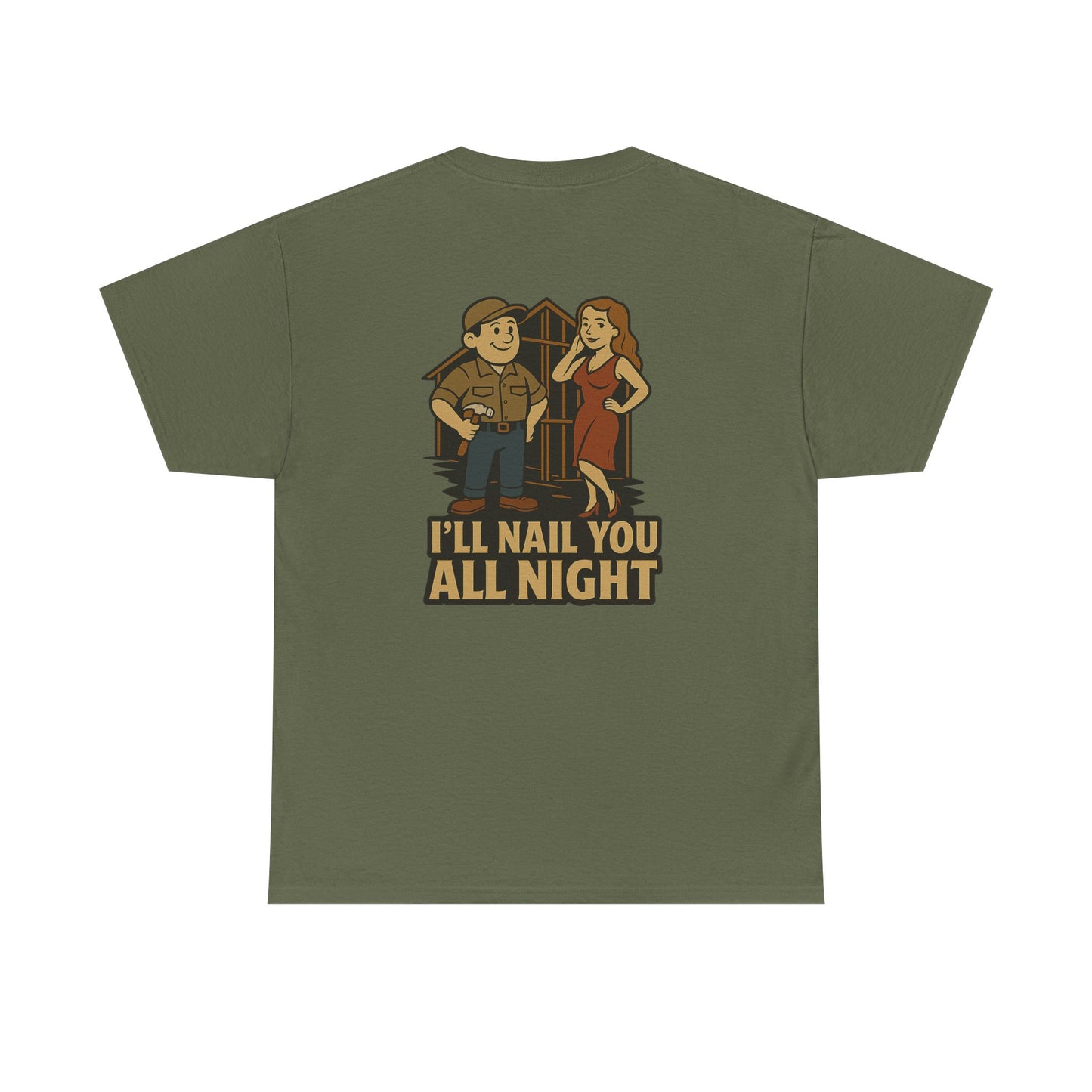 Carpenter Bubba Graphic Tee – “I’ll Nail You All Night” Funny Work Shirt