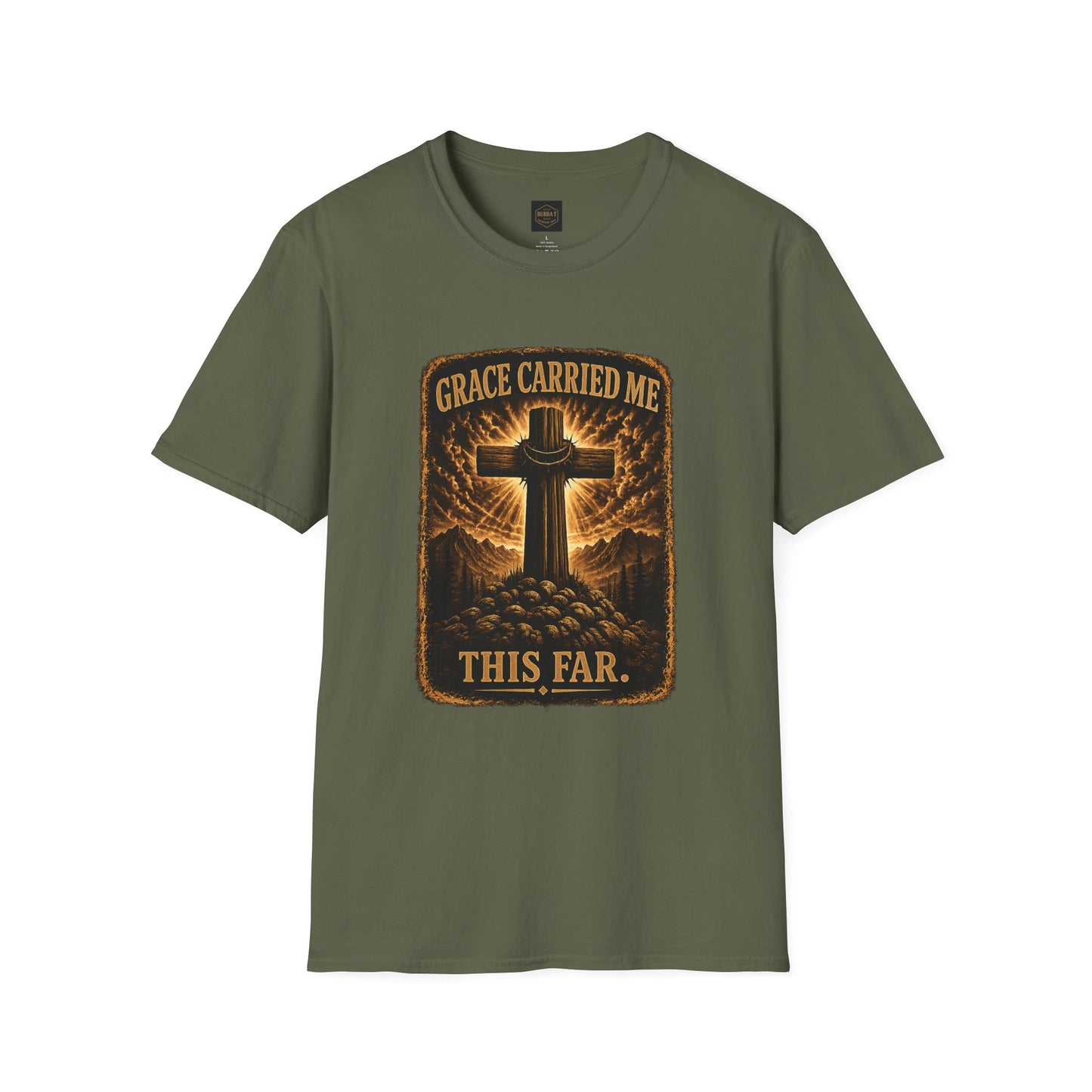 Christian T-Shirt — "Grace Carried Me This Far" Cross Faith Tee