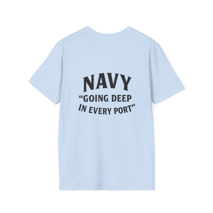 Navy Themed Unisex Softstyle T-Shirt, Nautical Gift, Casual Wear, Sea Lover Shirt, Unique Maritime Tee