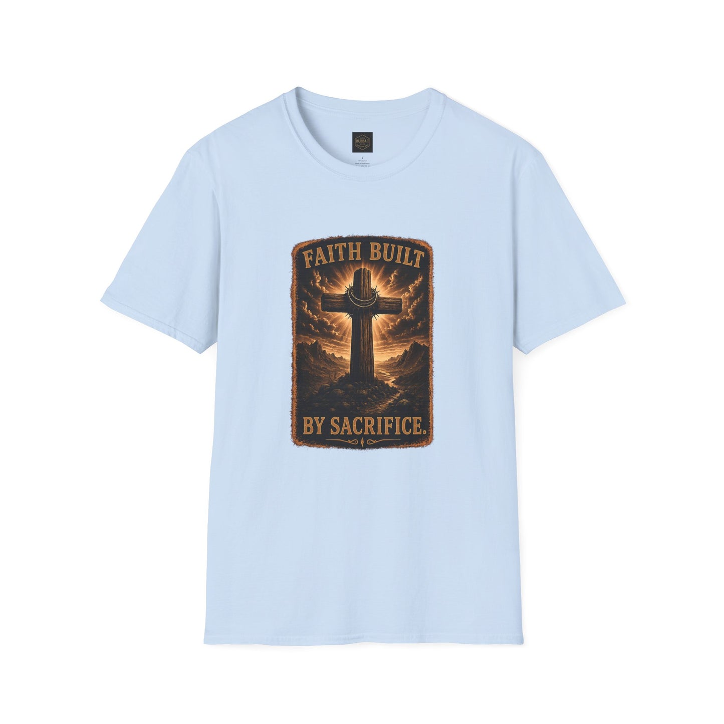 Faith Built T-Shirt — 'Faith Built By Sacrifice' Cross Christian Tee