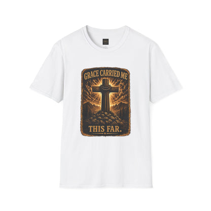 Christian T-Shirt — "Grace Carried Me This Far" Cross Faith Tee