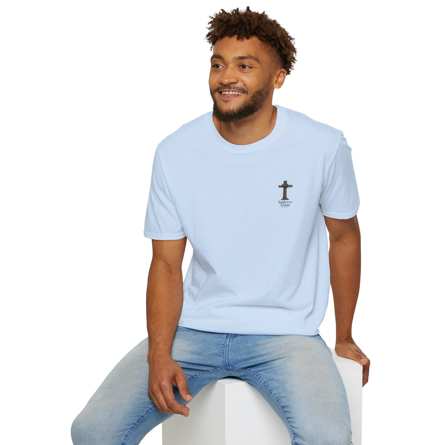 Christian Cross Chest Tee — Faith Over Fear Minimalist T-Shirt
