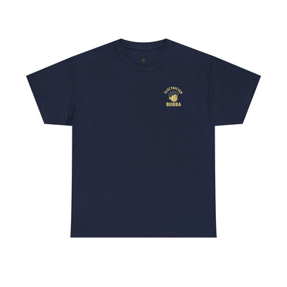 Bring some humor to your workday with the Electrician Bubba Tee! Featuring Bubba in his work cap alongside a bold cartoon design, this shirt proudly says “I’ll Light Up Your Socket.”