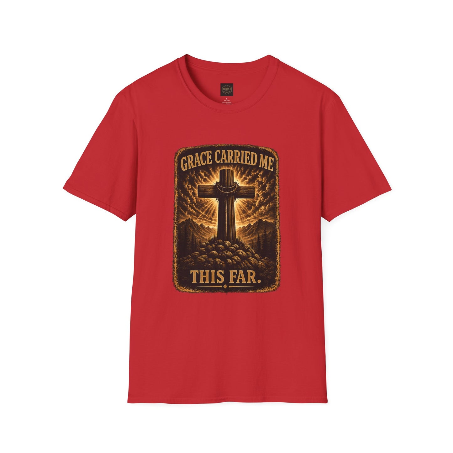 Christian T-Shirt — "Grace Carried Me This Far" Cross Faith Tee