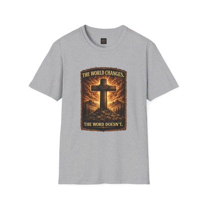 Christian Cross T‑Shirt — "The World Changes, The Word Doesn't" Inspirational Faith Tee