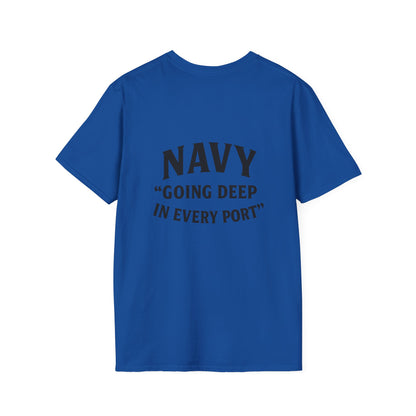 Navy Themed Unisex Softstyle T-Shirt, Nautical Gift, Casual Wear, Sea Lover Shirt, Unique Maritime Tee