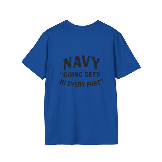 Navy Themed Unisex Softstyle T-Shirt, Nautical Gift, Casual Wear, Sea Lover Shirt, Unique Maritime Tee