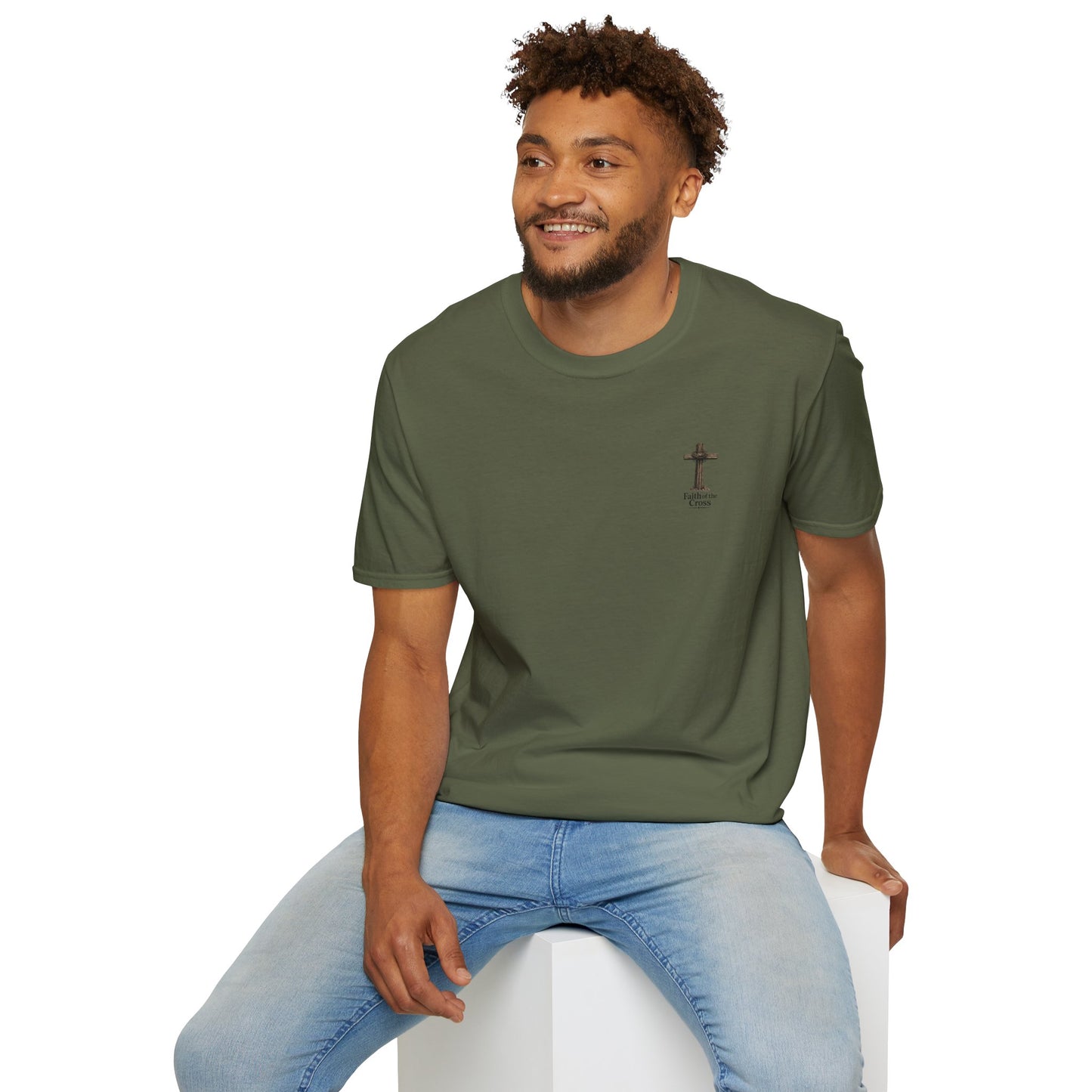 Christian Cross Chest Tee — Faith Over Fear Minimalist T-Shirt