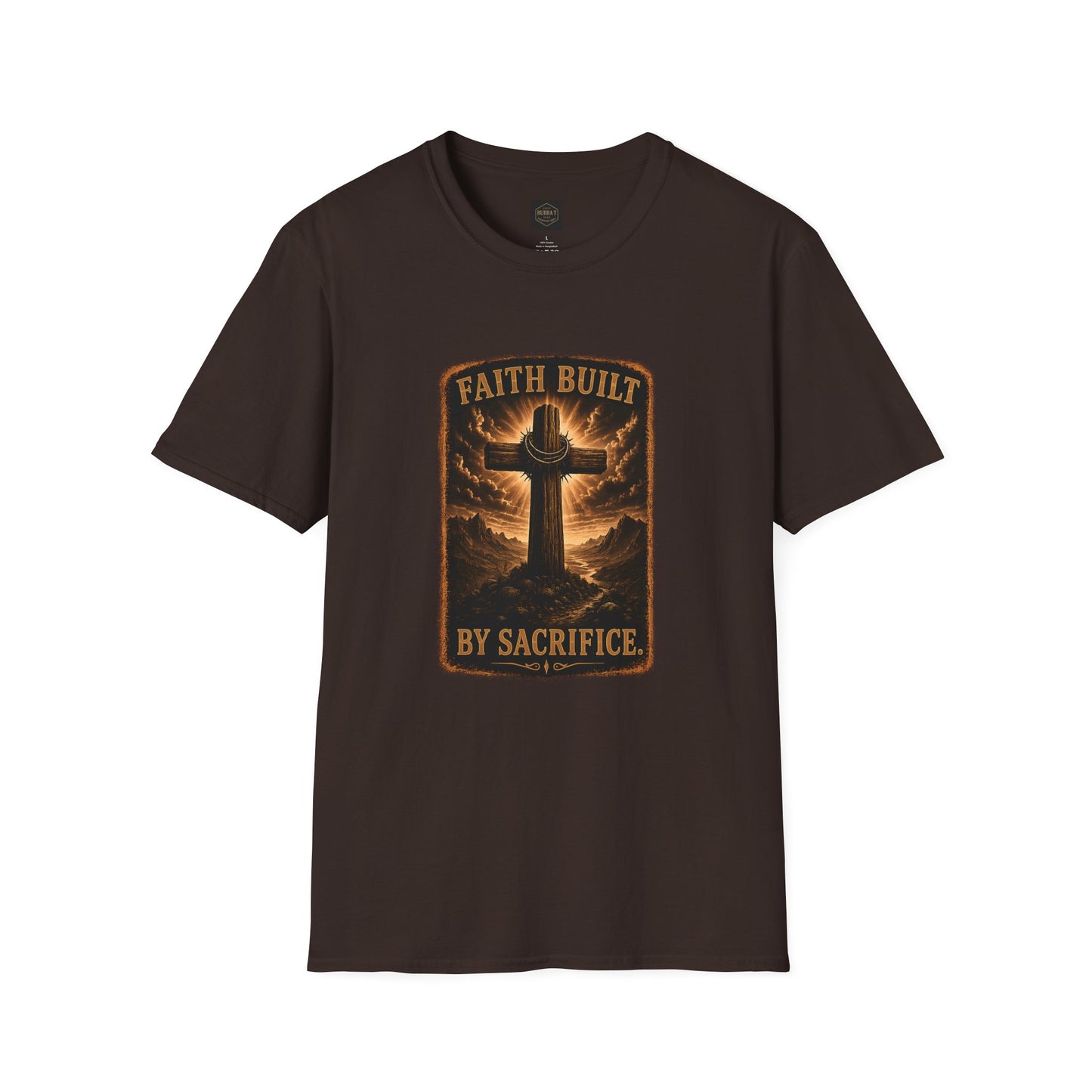 Faith Built T-Shirt — 'Faith Built By Sacrifice' Cross Christian Tee