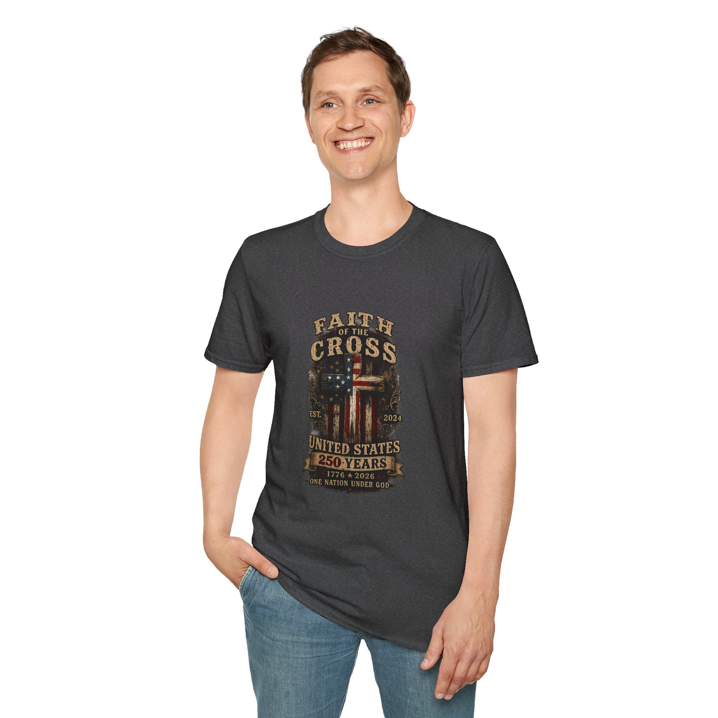 Faith of the Cross T-Shirt — Patriotic Christian Graphic Tee