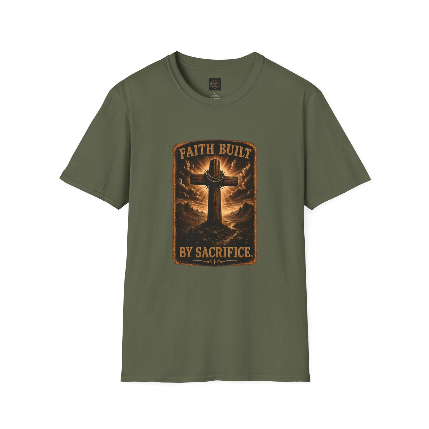 Faith Built T-Shirt — 'Faith Built By Sacrifice' Cross Christian Tee
