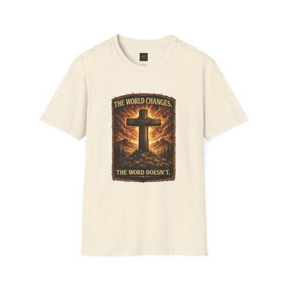 Christian Cross T‑Shirt — "The World Changes, The Word Doesn't" Inspirational Faith Tee