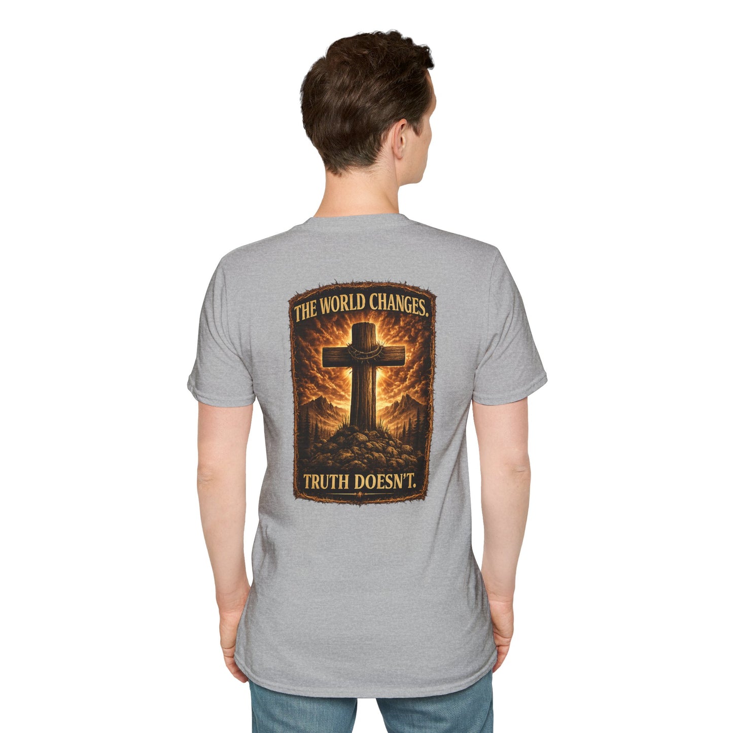 Christian Cross Pocket T‑Shirt — Faith of the Cross Minimalist Tee