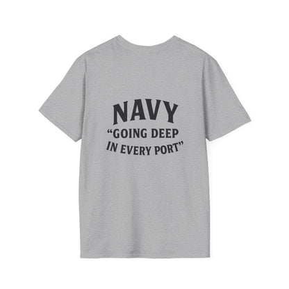 Navy Themed Unisex Softstyle T-Shirt, Nautical Gift, Casual Wear, Sea Lover Shirt, Unique Maritime Tee