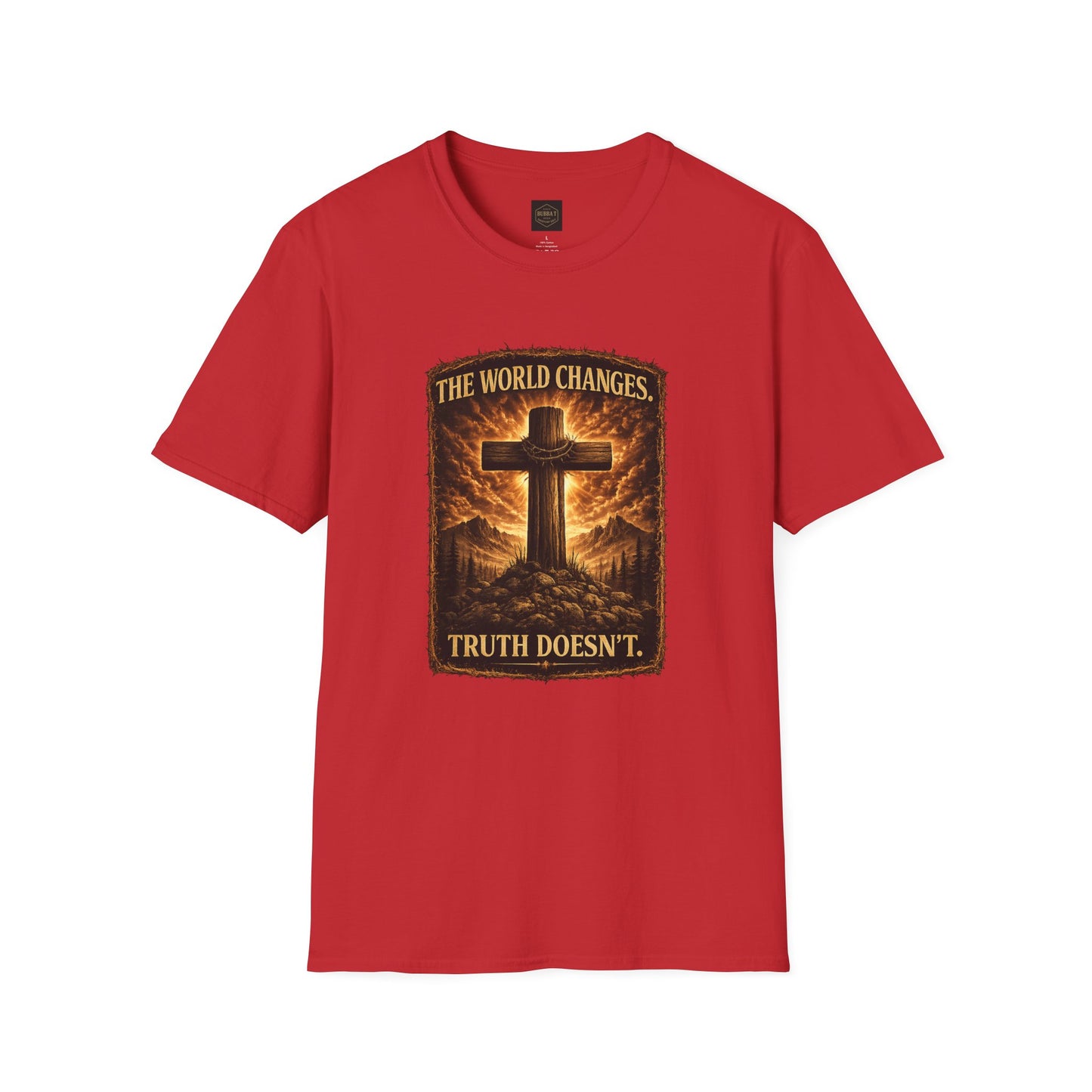 Christian Cross T-Shirt — "The World Changes, Truth Doesn't" Inspirational Faith Tee