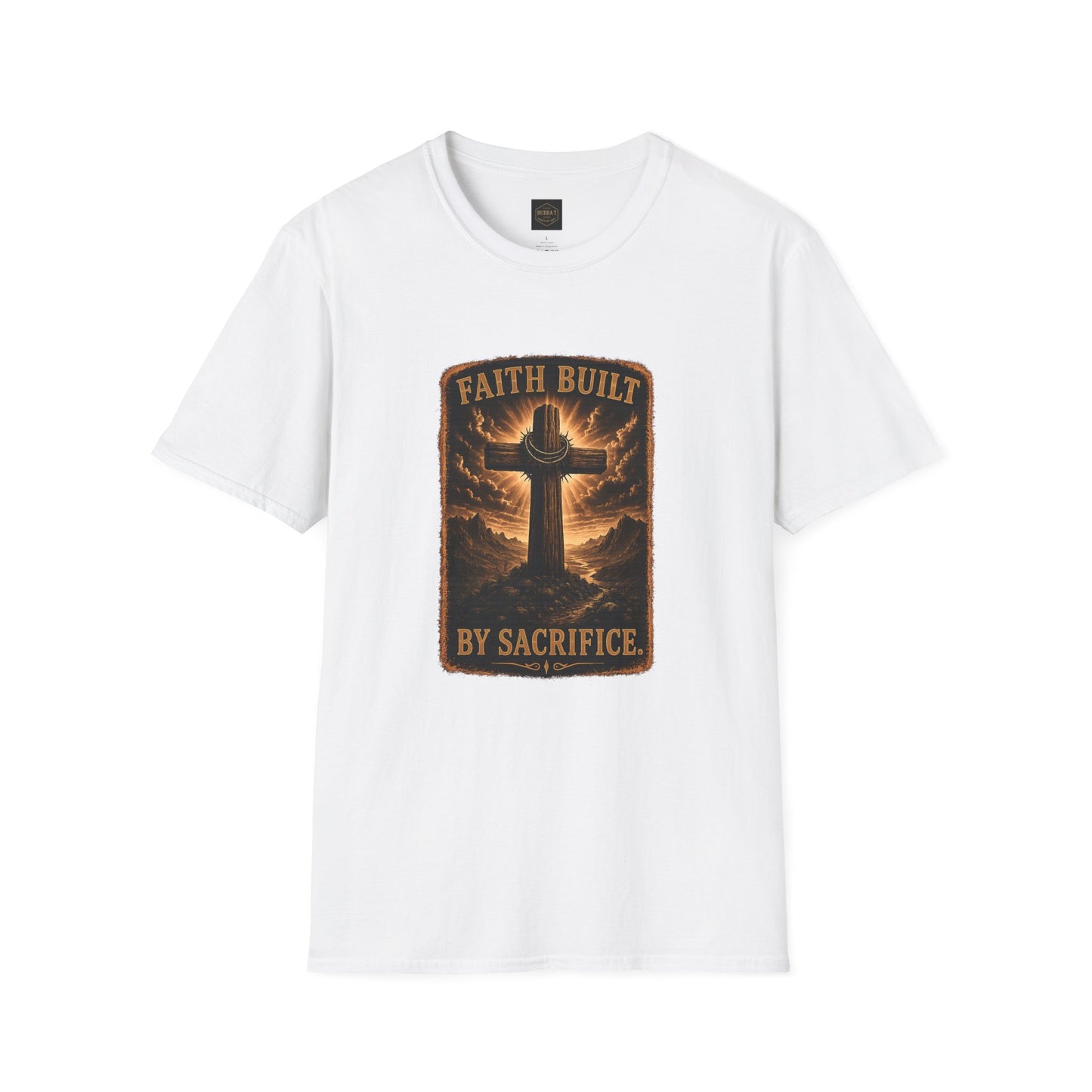 Faith Built T-Shirt — 'Faith Built By Sacrifice' Cross Christian Tee