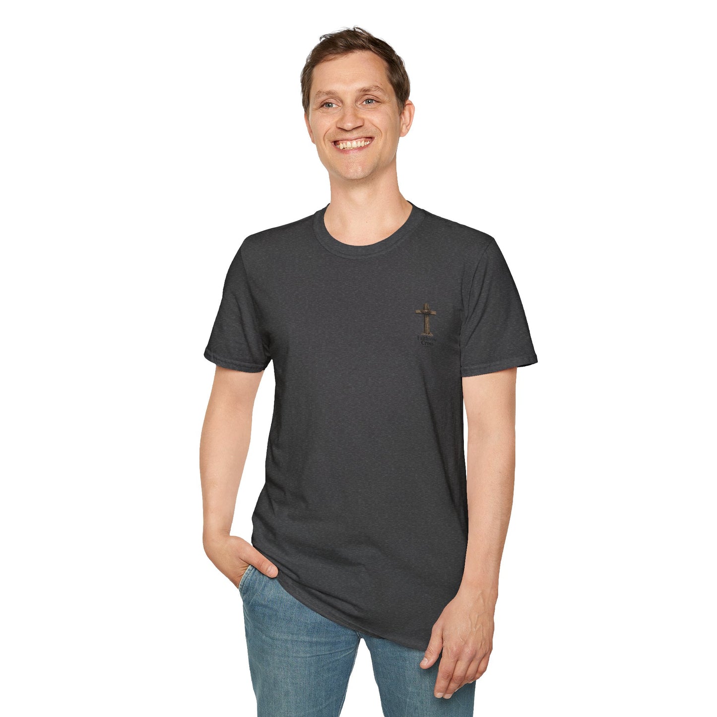 Christian Cross Chest Tee — Faith Over Fear Minimalist T-Shirt