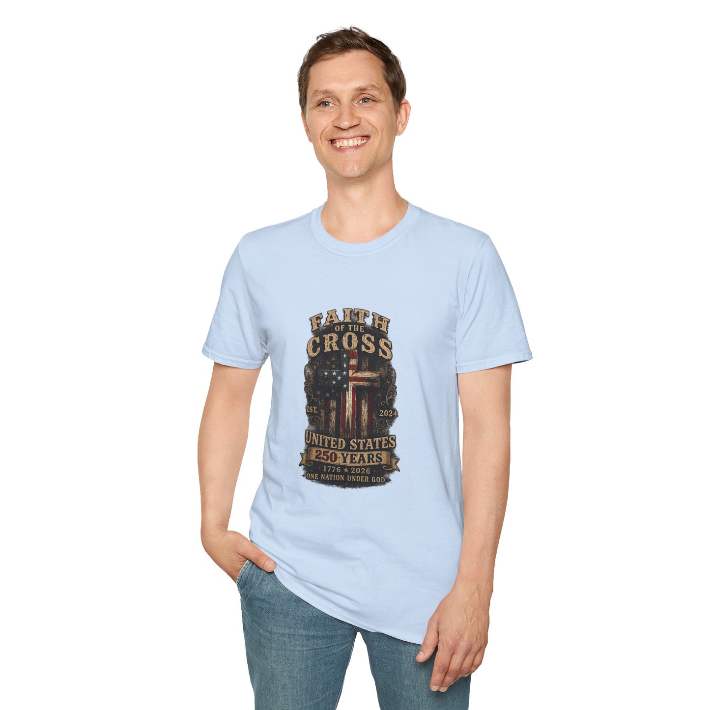 Faith of the Cross T-Shirt — Patriotic Christian Graphic Tee