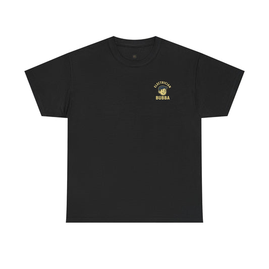 Bring some humor to your workday with the Electrician Bubba Tee! Featuring Bubba in his work cap alongside a bold cartoon design, this shirt proudly says “I’ll Light Up Your Socket.”
