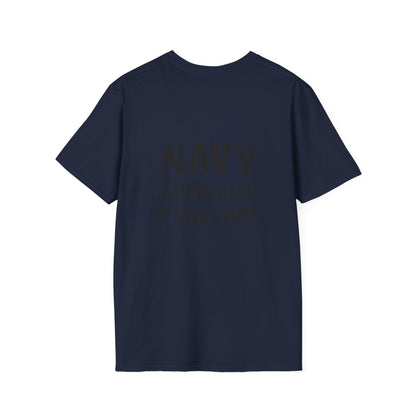 Navy Themed Unisex Softstyle T-Shirt, Nautical Gift, Casual Wear, Sea Lover Shirt, Unique Maritime Tee